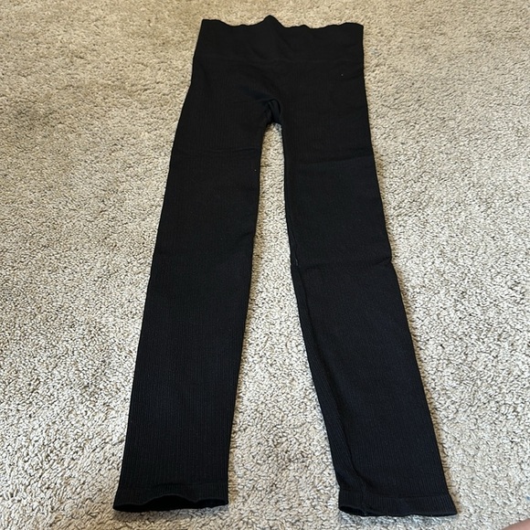 SPANX M Ribbed Look At Me Now Seamless Leggings Black Full Length - Picture 2 of 5